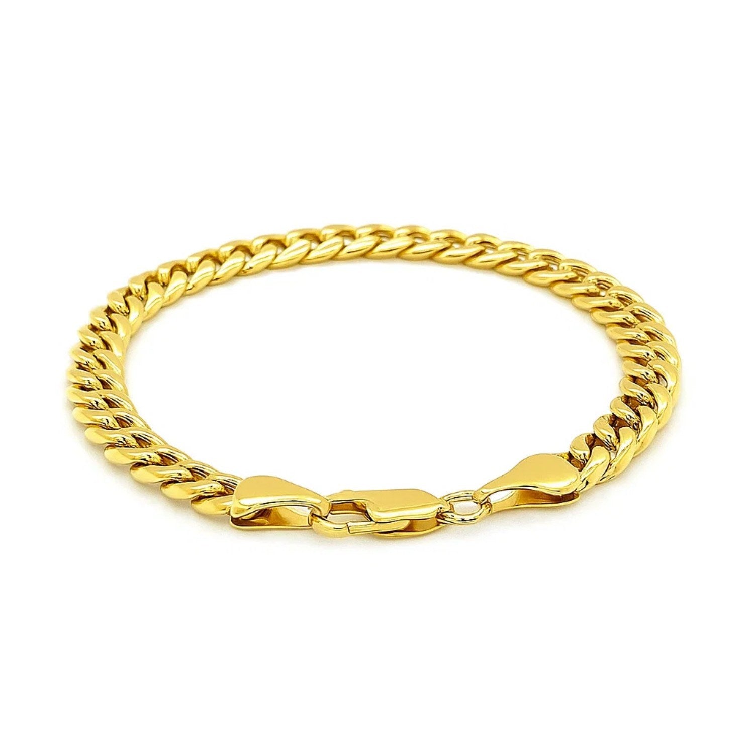 10k Yellow Gold Semi Solid Miami Cuban Bracelet (6.60 mm) - Peelerie